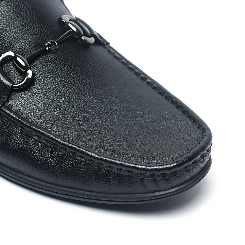BRUNO VIERO Black Breathable Mens Leather Moccasins