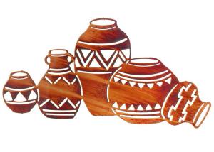 Wholesale Contemporary Interior Metal Wall Sculpture Natives Pottery shape Rusty Finish from china suppliers