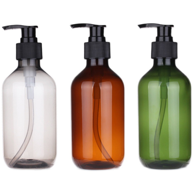 300ml 500ml Biodegradable Bamboo Cap Amber Matt Black PET Bottle for in Other Cosmetic Body Wash Shampoo Hair Conditioner
