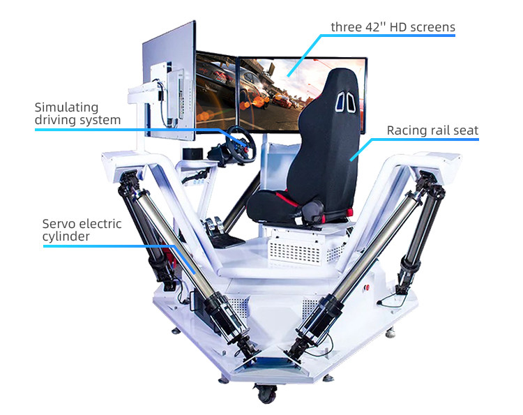 3 Screens 6 DOF VR Racing Simulator 5.0KW Electric Cylinder Arcade Game Machine
