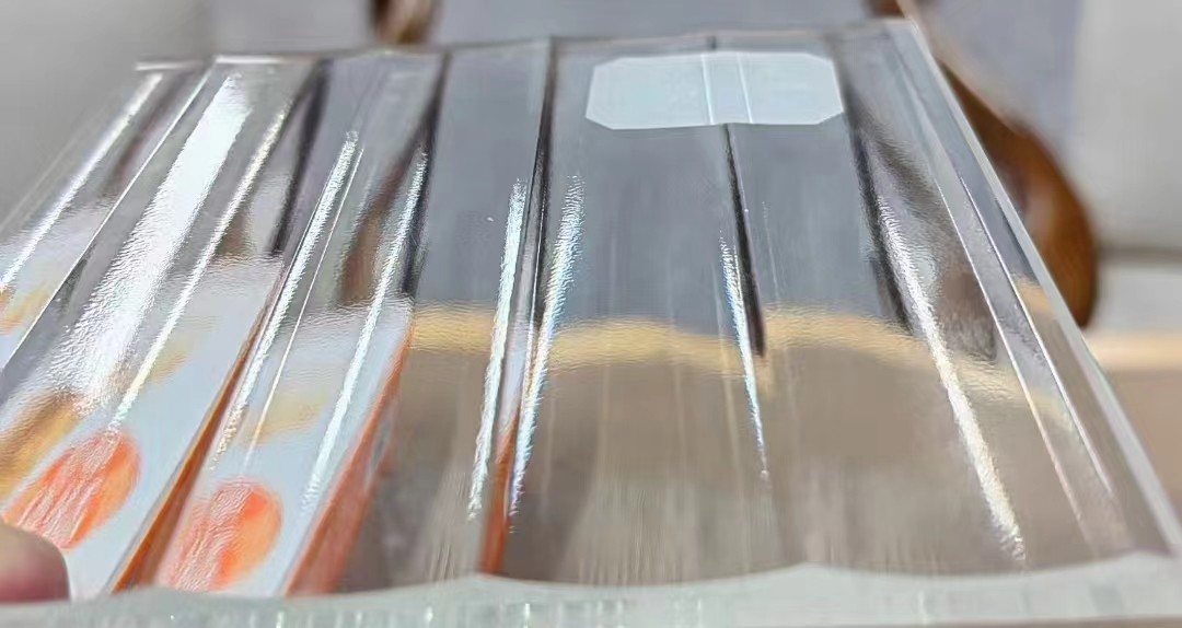 Custom Cast Plastic Iridescent Acrylic Plexiglas Sheet Striped Ribbed Pattern