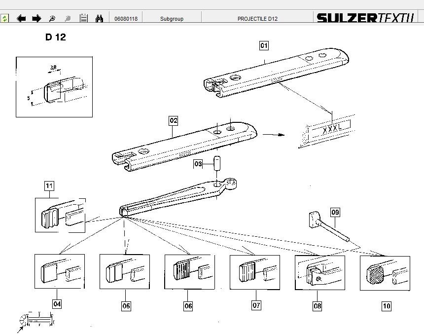 911-312-249 Sulzer Weaving Machine Parts Projectile Gripper Smooth 2.2x4