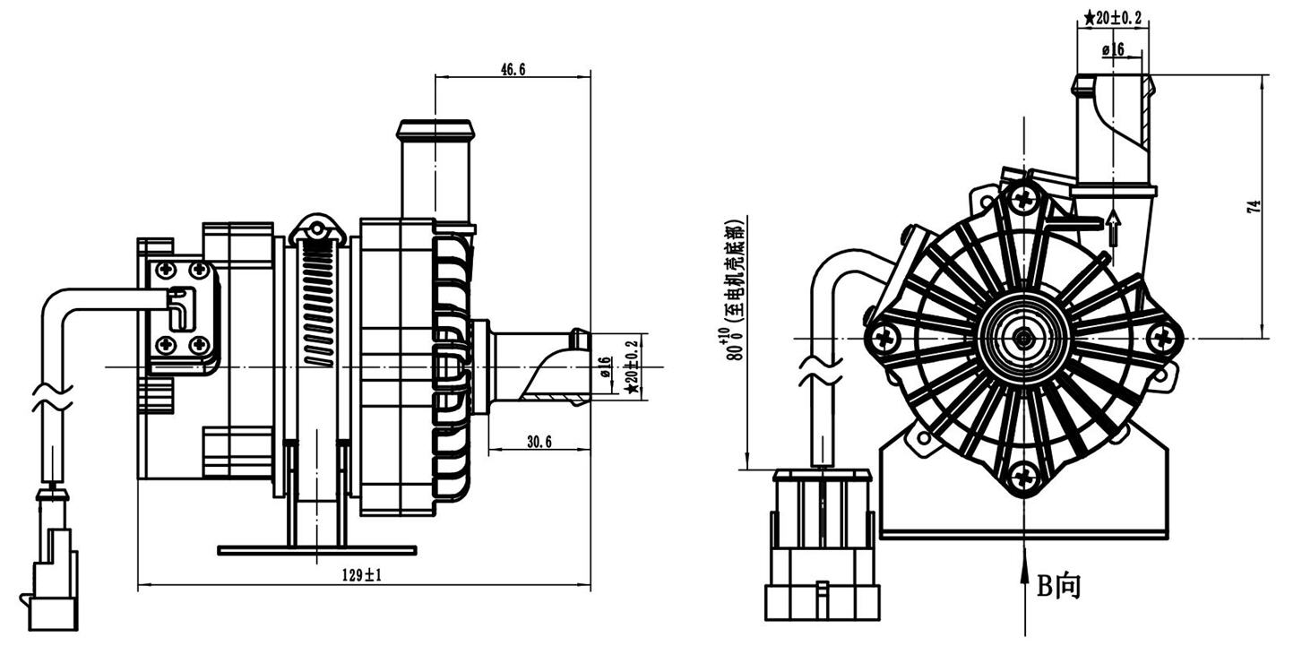 Electric Brushless 12V 24VDC CAN 11.5M Water Coolant Pump For Hybrid Electrical Vehicle