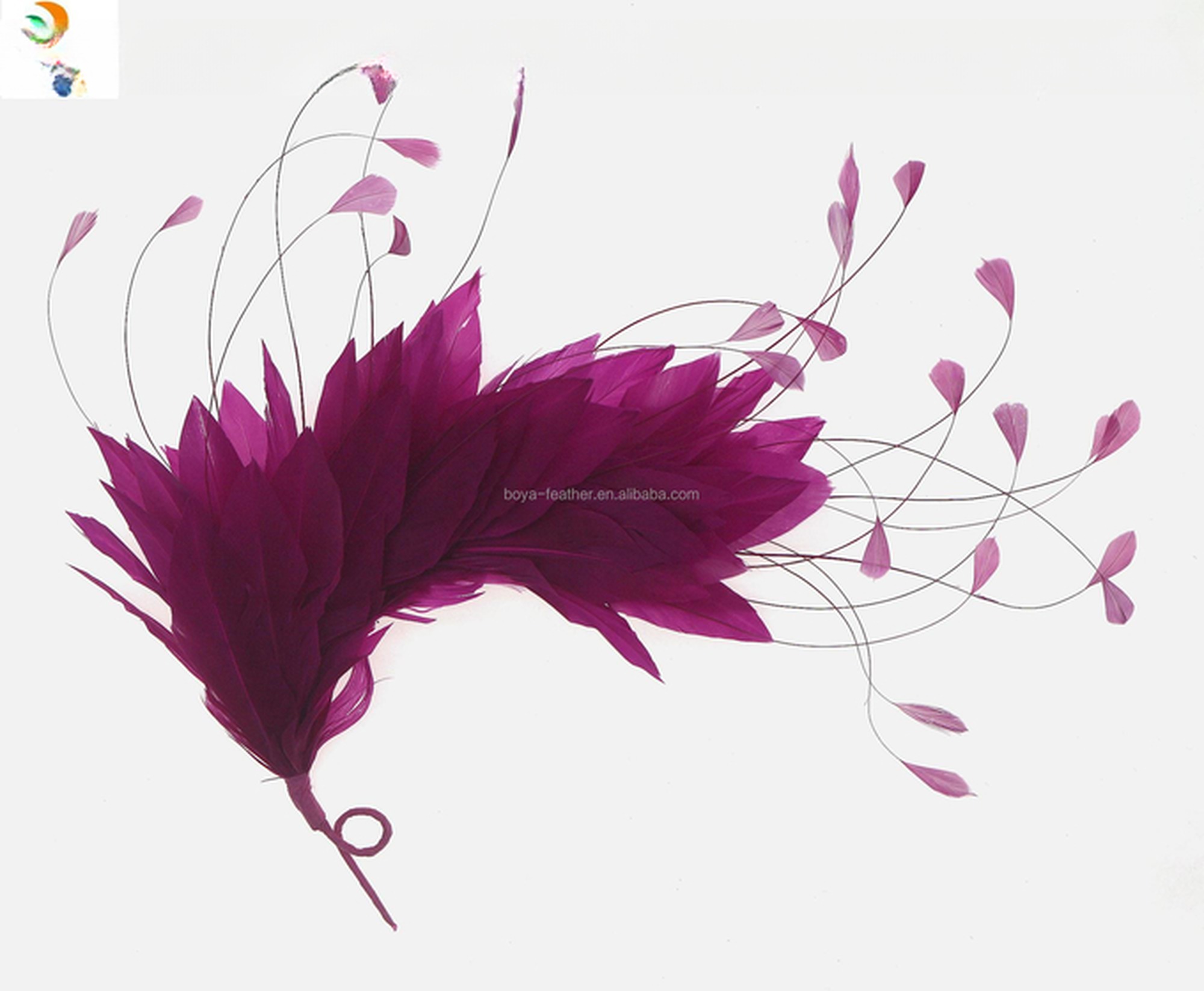 Millinery Supplies Dyed Pattern Goose Feather Flower Mount with Wire Accessory 15*30 cm