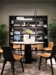 Round dining table by Oak wood in hand-made structure with Stainless steel leg