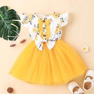 Wholesale Summer Children'S Clothing Baby Girl Printed Sweet And Cute Flying Sleeve Dress from china suppliers