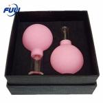 2 Pcs Different Size Black Facial Lifting Silicone Face Cupping Cups Jar Vacuum