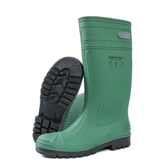 Green PVC Steel Toe Rubber Boots Anti Slip Steel Toe Waterproof Boots