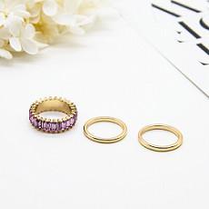 Wholesale Women Fashion Jewelry Rings Stainless Steel Zircon Opal Moonstone Gold Plated from china suppliers