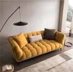 Tufted Sectional Loveseat Sleeper Sofa Bed Pull Out Yellow Velvet