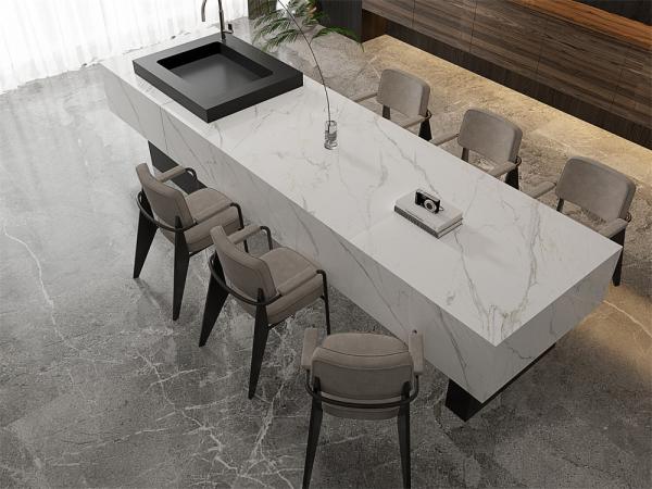 Carrara Non-Slip Porcelain Polished Sintered Stone Slab For Living Room And