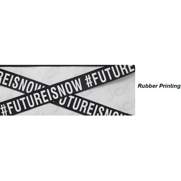 Rubber Printing Polyester Webbing Belt Double D Rings / Folded Webbing Tip Available