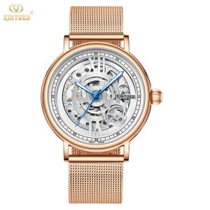 Wholesale KINYUED J069 skeleton luxury leather waterproof quartz oem brand hands wristwatches custom logo wrist mens watch montre from china suppliers