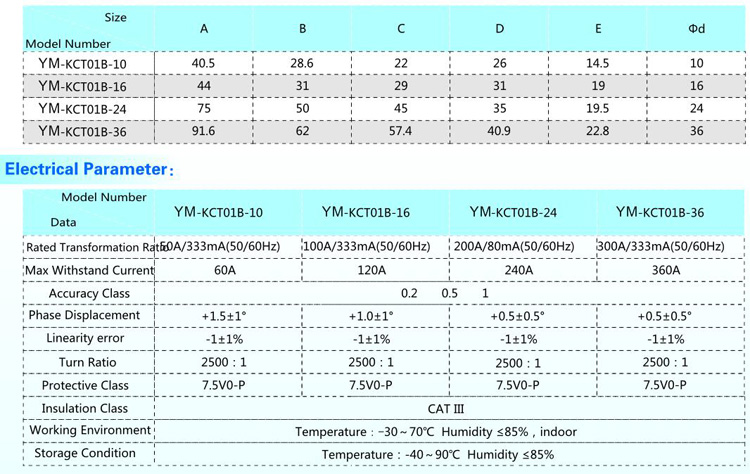 High Accuracy Mini Split Core 600/5A KCT Type Current Transformer
