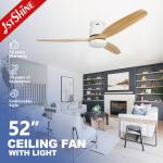 Led Fan Light With 3 Solid Wood Blade,Quite Dc Motor Kitchen Low Profile