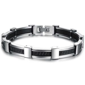 Wholesale Tagor Stainless Steel Jewelry Super Fashion Silicone Leather Bracelet Bangle TYSR120 from china suppliers