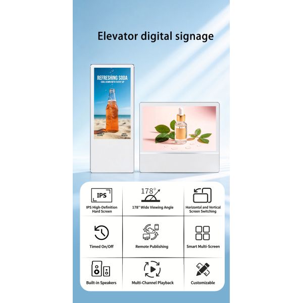 21.5" Elevator Advertising Player Wall Mounted Digital Signage Android WiFi Split Screen LCD Lift Monitor OEM