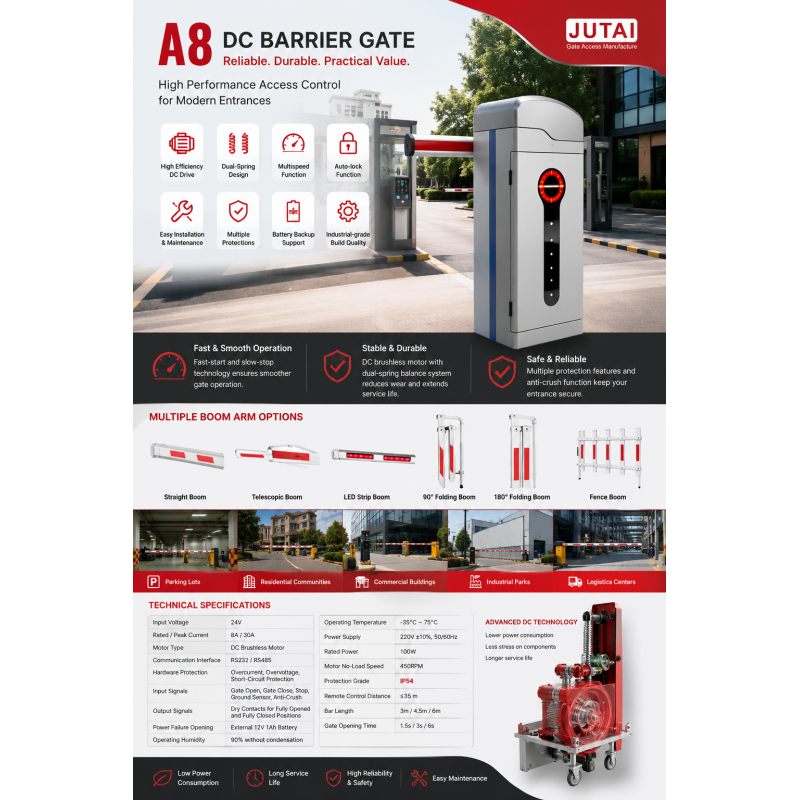 High Performance DC Barrier Gate for Parking Access Control with Dual Spring Balance and Fast Opening Speed