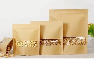Wholesale Heat Seal Snack Food Plastic Pouch Packaging , Kraft Paper Zipper Bags With Window from china suppliers
