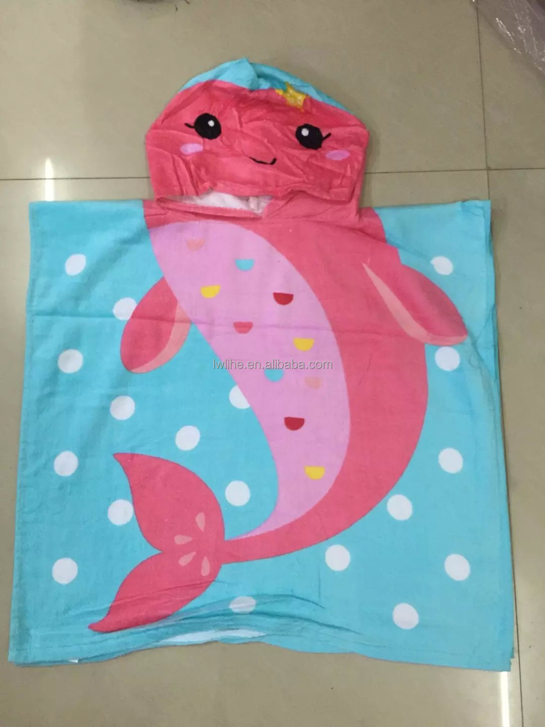 custom designer print with logo sublimation kids poncho beach towel