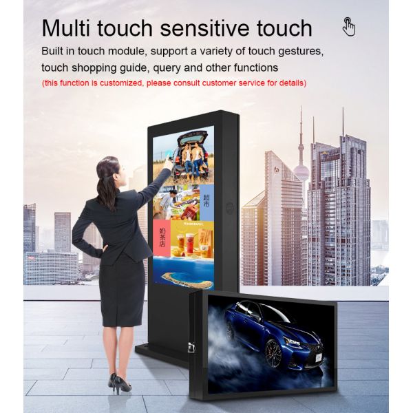 Double-sided Outdoor LCD Digital Signage with 10-Point Capacitive Touch and 2*5W Speaker for Interactive Displays