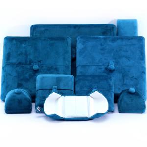 Wholesale Handmade Blue Velvet Jewelry Box for Bracelet Earrings Necklace Ring 10*10*3cm Size from china suppliers