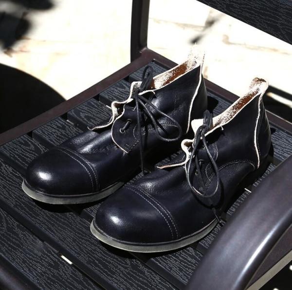 Burnished Finishing Mens Leather Dress Shoes Lace - Up Handmade Italian Leather