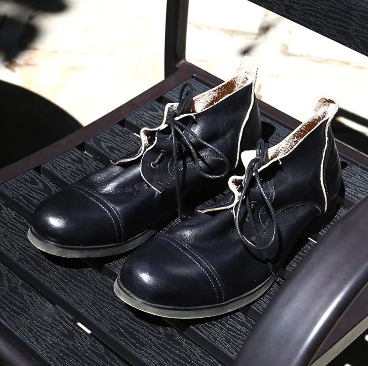 Burnished Finishing Mens Leather Dress Shoes Lace - Up Handmade Italian Leather Shoes