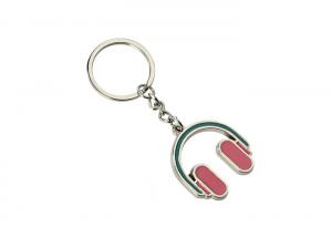 China Pink Headphone Iron Enamel Key Chains Mini Advertising Gift Keyring on sale