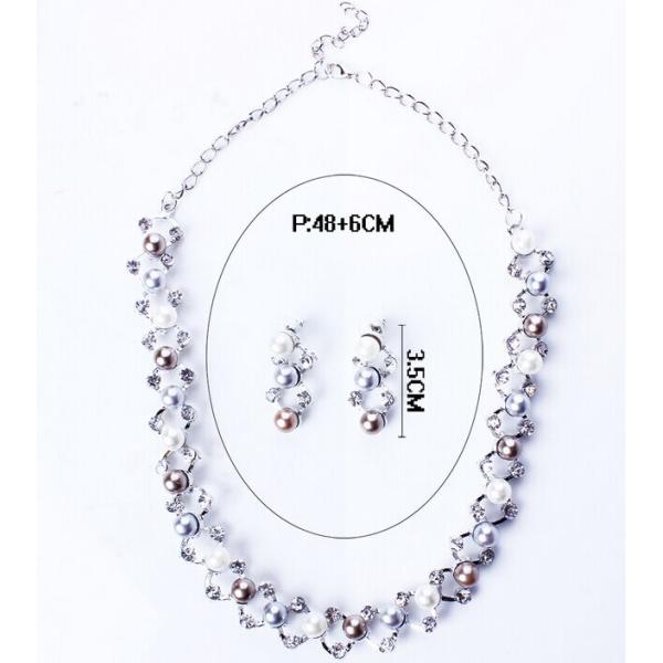 Bright gold diamond luxury imitation pearl necklace / bridal jewelry sets necklace set