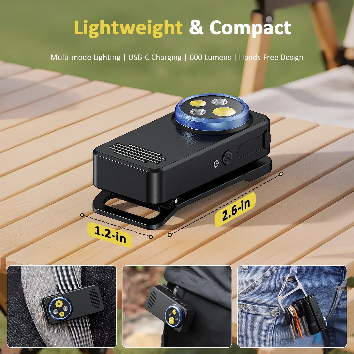 Multi-function flashlight showing all lighting modes