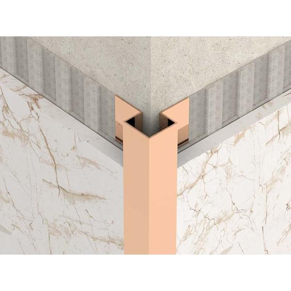 Bright Gold 2.5m Stainless Steel Quadrant Tile Trim Outside Angle