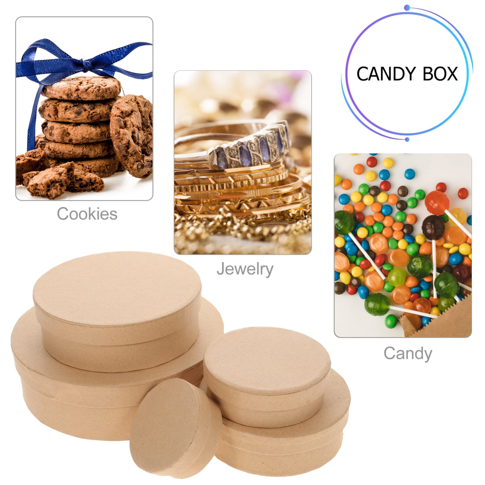Round Paper Box Type Others for Custom Size Cake Biscuit Cookie Snack Candy Packaging