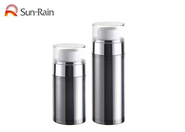 Silver Cosmetic Vacuum Airless Pump Bottle 30ml 50ml Body Cream Care Packaging