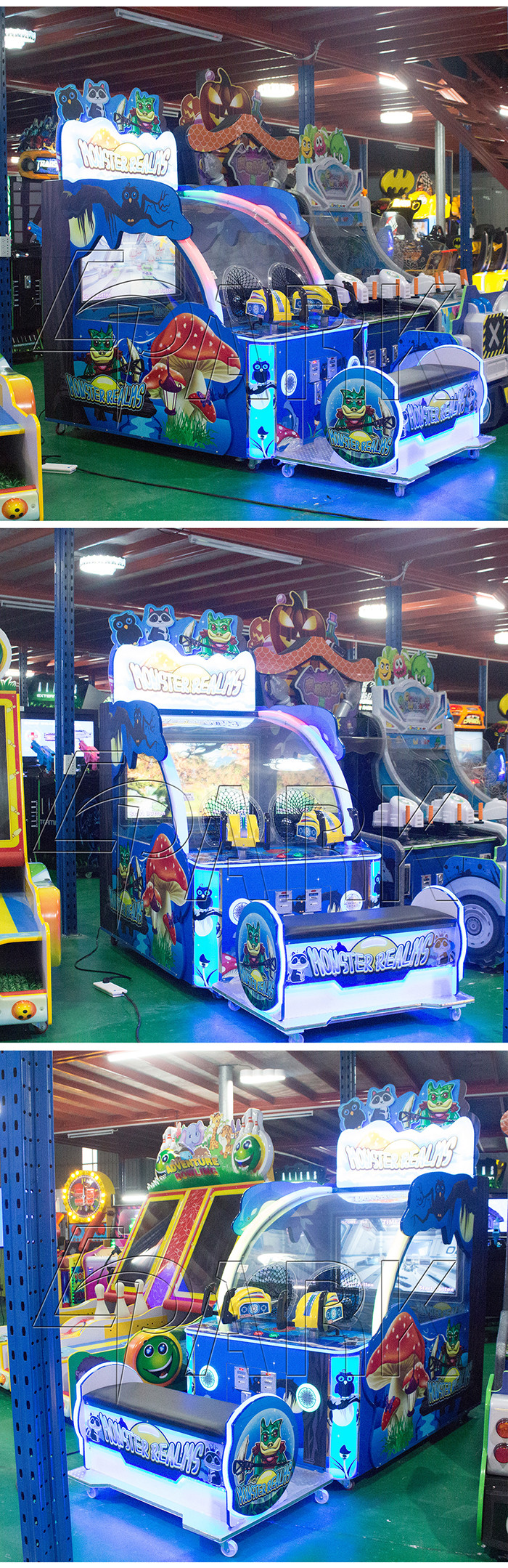 Monster Realms Ball Gun Game Shooting Arcade Machines For Amusement Park 230W 220V