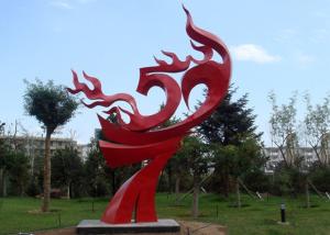 Wholesale Large Painted Red Metal Flame Sculpture , Abstract Metal Garden Sculptures from china suppliers