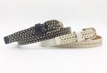 Light Weight Womens Studded Leather Belt With Gold Buckle 3/4" Width