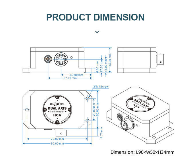 Waterproof Dual Axis Tilt Sensor Inclinometer Analog Voltage Signal