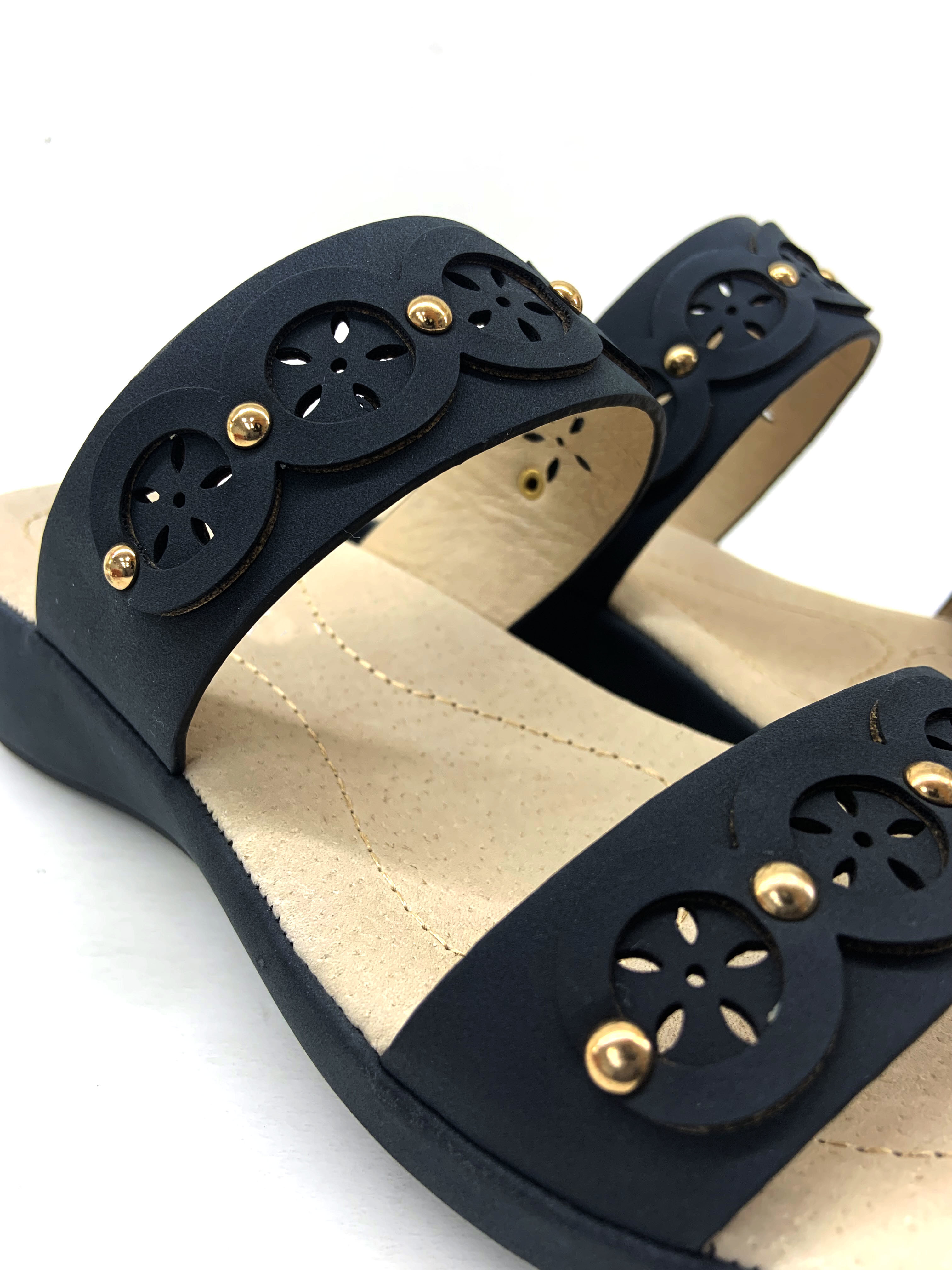 Comfort Ladies Summer Slip On Sandals With Flat Heel Sewing Sole