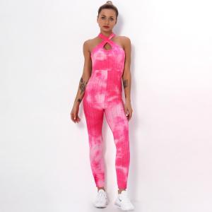 Wholesale Sexy cross-tie-dyed back yoga suit women's fitness bubble multi-colored Onesie from china suppliers