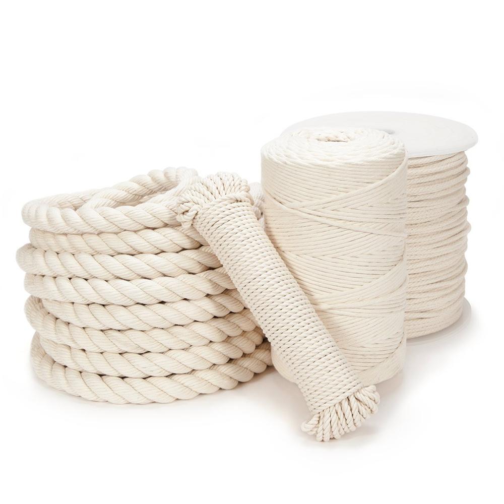 3 Strand Twisted Macrame Cotton Rope 2mm-60mm Specifications for Creative DIY Projects