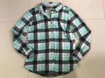 Long Sleeves Green Womens Plaid Flannel Shirts 100% Polyester