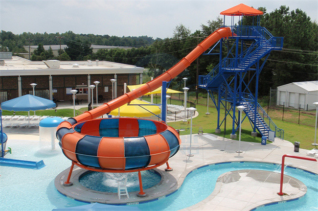 Fiberglass Water Park Slide Single Rider Space Bowl Water Slide 12m Height