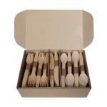 140mm 160mm Birch Disposable Spoon Fork Knife Set Wooden Cutlery for Custom