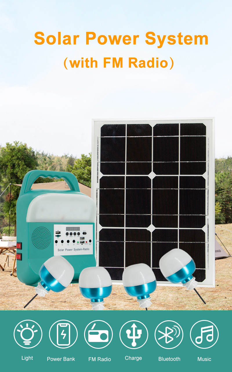 MultiFunction Solar Lighting Kits Energy Systems With Radio Torch Light