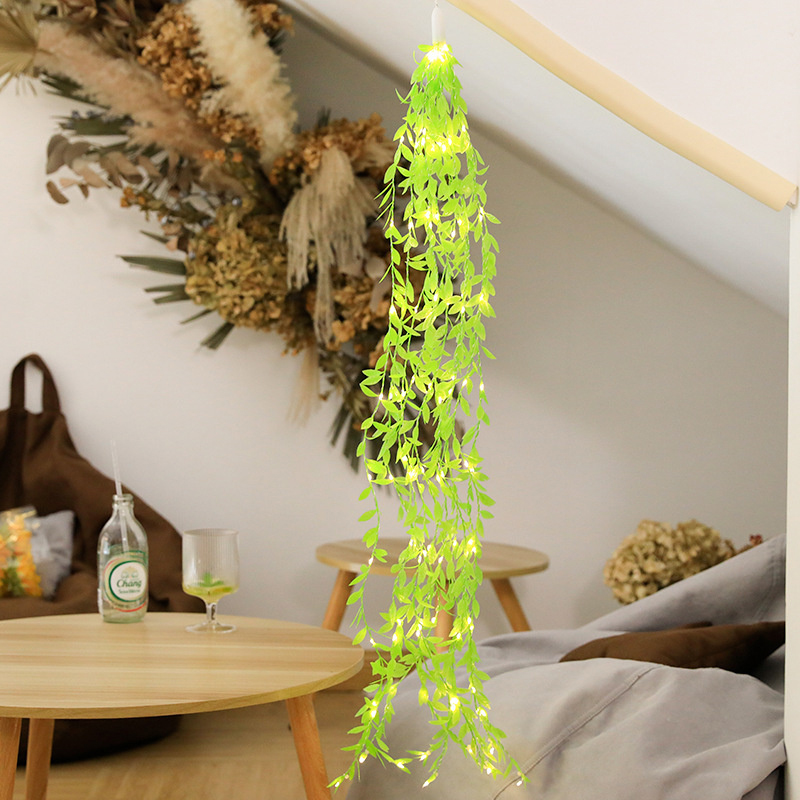 2021 New Artificial Garland Fake Plant Leaf Hanging LED String Light LED Fairy Lights Decorative For Party Wedding