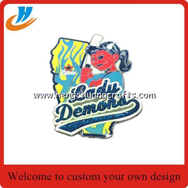 Hard enamel cartoon pin custom,Girly Majesty metal badge lapel pin with custom logo