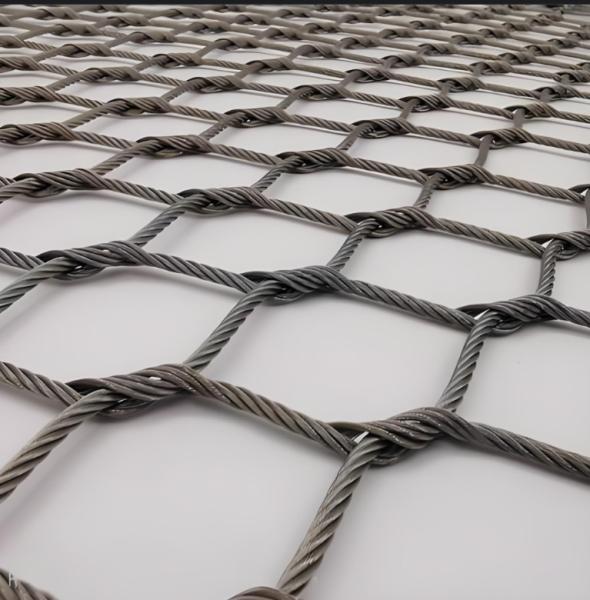 Hand Woven 30mm Cable Netting Flexible Stainless Steel Rope Mesh For Bridge