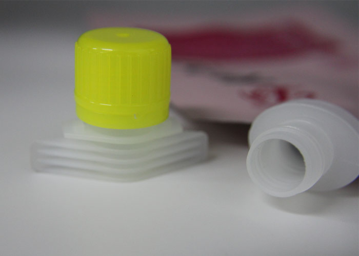 Plastic Pour Spout Covers Sealing On Self Stand Upright Laminated Pouches