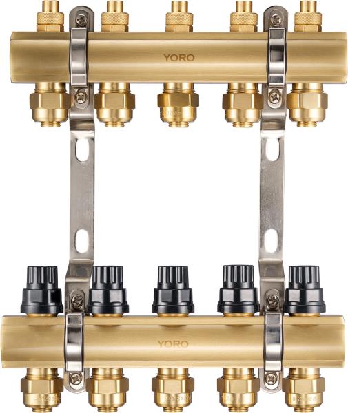 6101 Polished Brass Water Distribution Manifolds w/ anti-sediment sealing bases